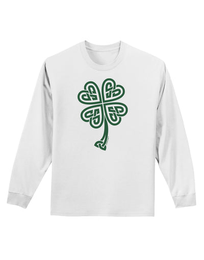 Celtic Knot 4 Leaf Clover St Patricks Adult Long Sleeve Shirt-Long Sleeve Shirt-TooLoud-White-Small-Davson Sales