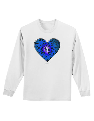 Water Droplet Heart Blue Adult Long Sleeve Shirt by TooLoud-Long Sleeve Shirt-TooLoud-White-Small-Davson Sales