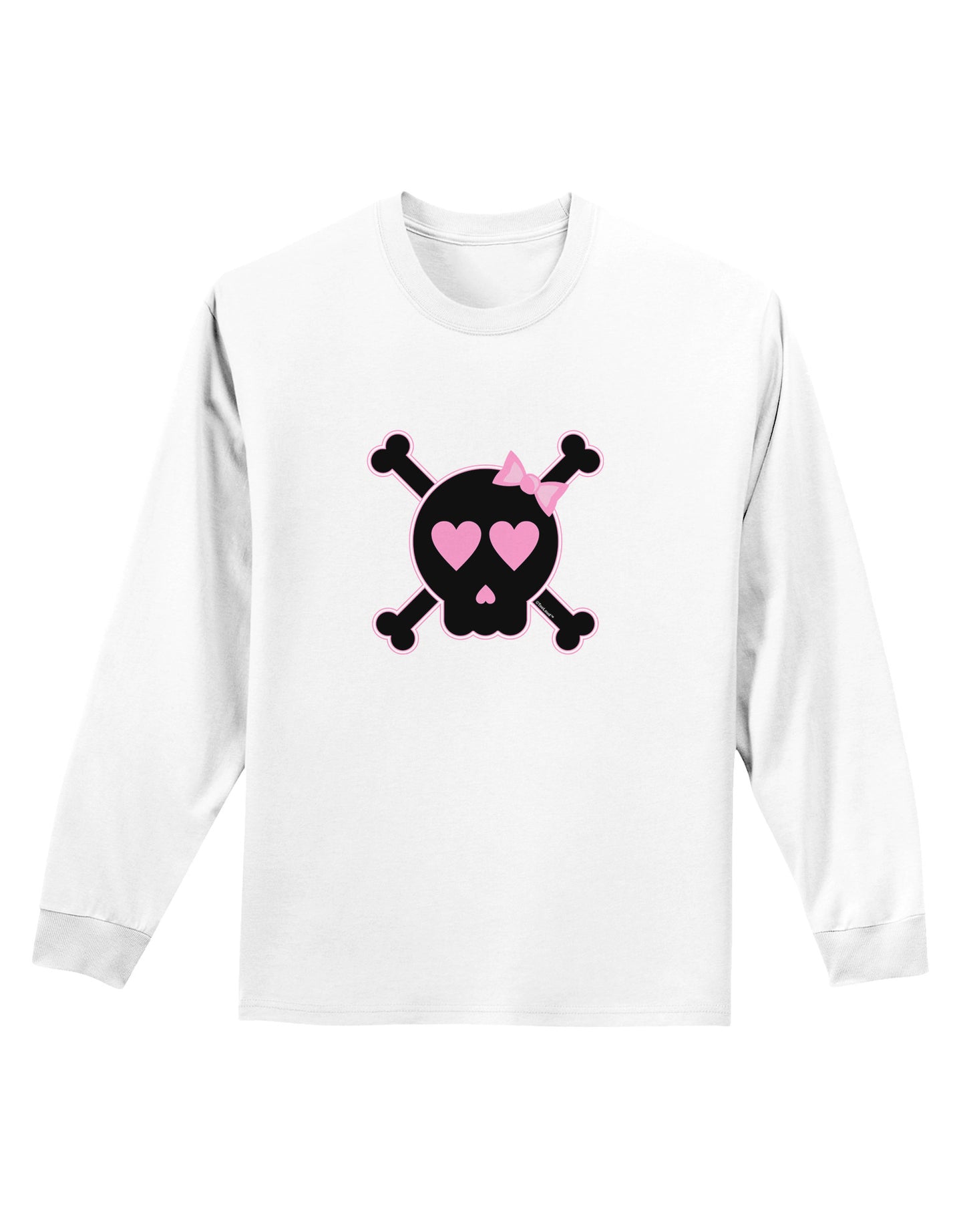 Pink and Black Crossbones Girl Adult Long Sleeve Shirt-Long Sleeve Shirt-TooLoud-White-Small-Davson Sales