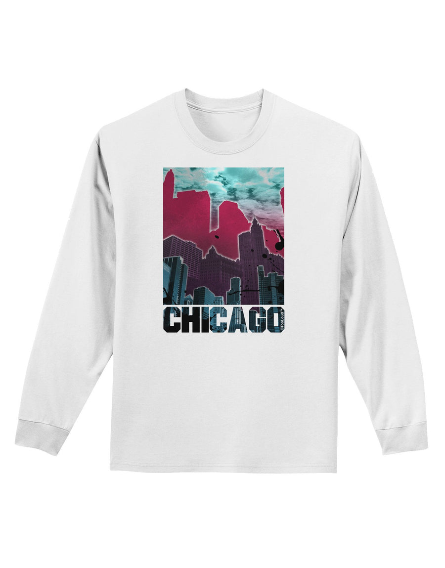 Chicago Abstract 2 Adult Long Sleeve Shirt-Long Sleeve Shirt-TooLoud-White-XXXX-Large-Davson Sales