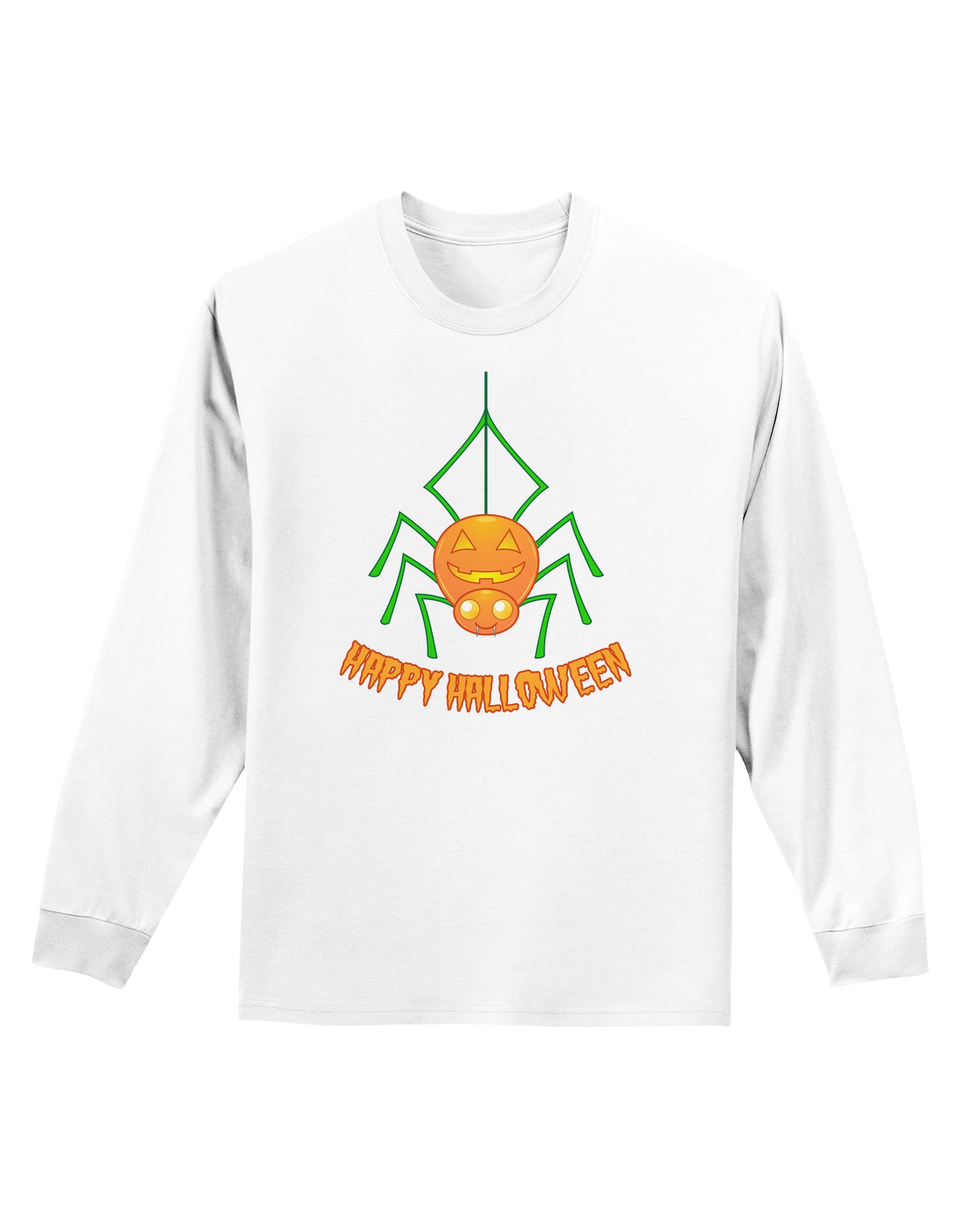 Cute Pumpkin Spider - Happy Halloween Adult Long Sleeve Shirt-Long Sleeve Shirt-TooLoud-White-Small-Davson Sales