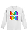 Rainbow LOVE Text Adult Long Sleeve Shirt by TooLoud-Long Sleeve Shirt-TooLoud-White-Small-Davson Sales