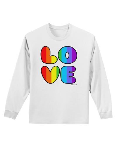 Rainbow LOVE Text Adult Long Sleeve Shirt by TooLoud-Long Sleeve Shirt-TooLoud-White-Small-Davson Sales