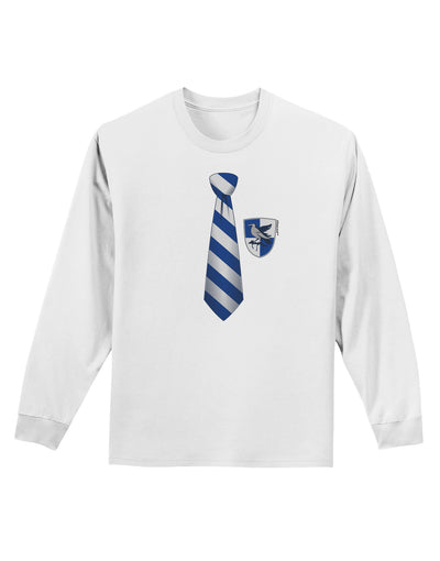 Wizard Tie Blue and Silver Adult Long Sleeve Shirt-Long Sleeve Shirt-TooLoud-White-Small-Davson Sales