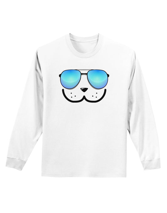 Kyu-T Face - Dewy Cool Sunglasses Adult Long Sleeve Shirt-Long Sleeve Shirt-TooLoud-White-Small-Davson Sales