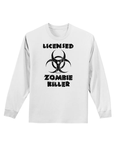 Licensed Zombie Killer - Biohazard Adult Long Sleeve Shirt by TooLoud-Long Sleeve Shirt-TooLoud-White-Small-Davson Sales