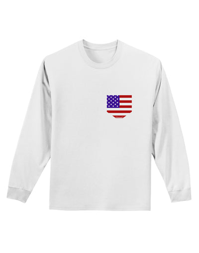 American Flag Faux Pocket Design Adult Long Sleeve Shirt by TooLoud-Long Sleeve Shirt-TooLoud-White-Small-Davson Sales