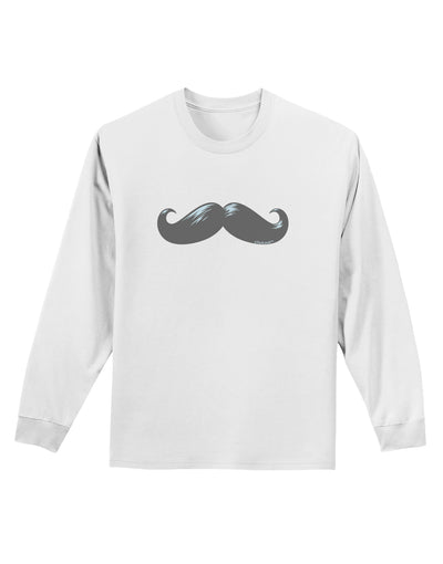 Big Gray Mustache Adult Long Sleeve Shirt-Long Sleeve Shirt-TooLoud-White-Small-Davson Sales