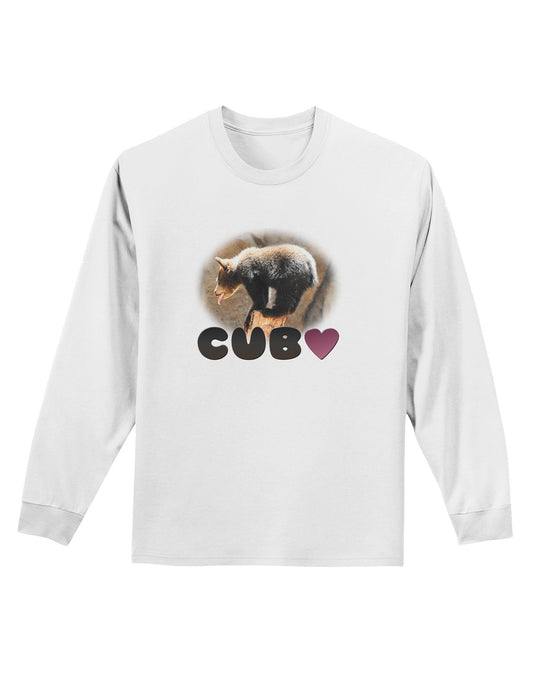 Balancing Bear Cub with Text Adult Long Sleeve Shirt-Long Sleeve Shirt-TooLoud-White-XXXX-Large-Davson Sales