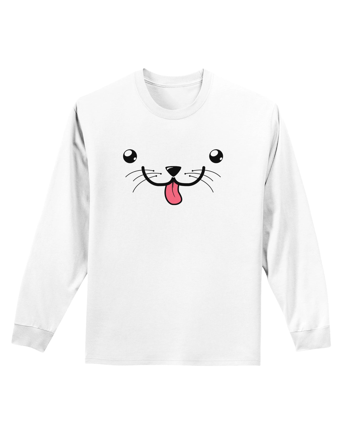 Kyu-T Face - Puppino the Puppy Dog Adult Long Sleeve Shirt-Long Sleeve Shirt-TooLoud-White-Small-Davson Sales