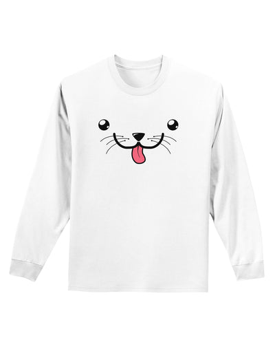 Kyu-T Face - Puppino the Puppy Dog Adult Long Sleeve Shirt-Long Sleeve Shirt-TooLoud-White-Small-Davson Sales