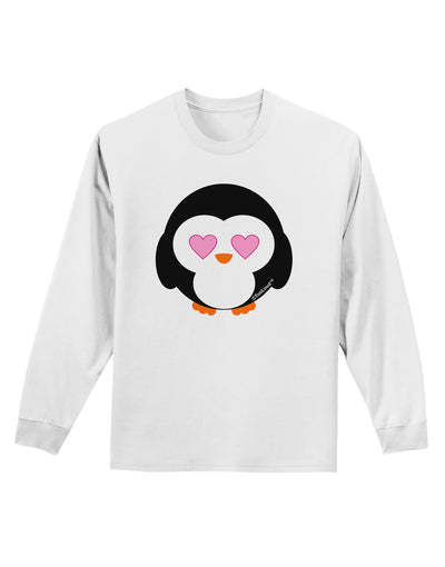 Cute Penguin - Heart Eyes Adult Long Sleeve Shirt by TooLoud-Long Sleeve Shirt-TooLoud-White-Small-Davson Sales