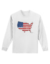 United States Cutout - American Flag Distressed Adult Long Sleeve Shirt by TooLoud-Long Sleeve Shirt-TooLoud-White-Small-Davson Sales