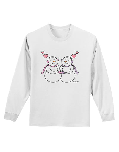 Cute Snowwoman Couple Adult Long Sleeve Shirt by TooLoud-Long Sleeve Shirt-TooLoud-White-Small-Davson Sales