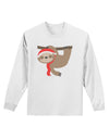 Cute Christmas Sloth with Santa Hat Adult Long Sleeve Shirt-Long Sleeve Shirt-TooLoud-White-Small-Davson Sales