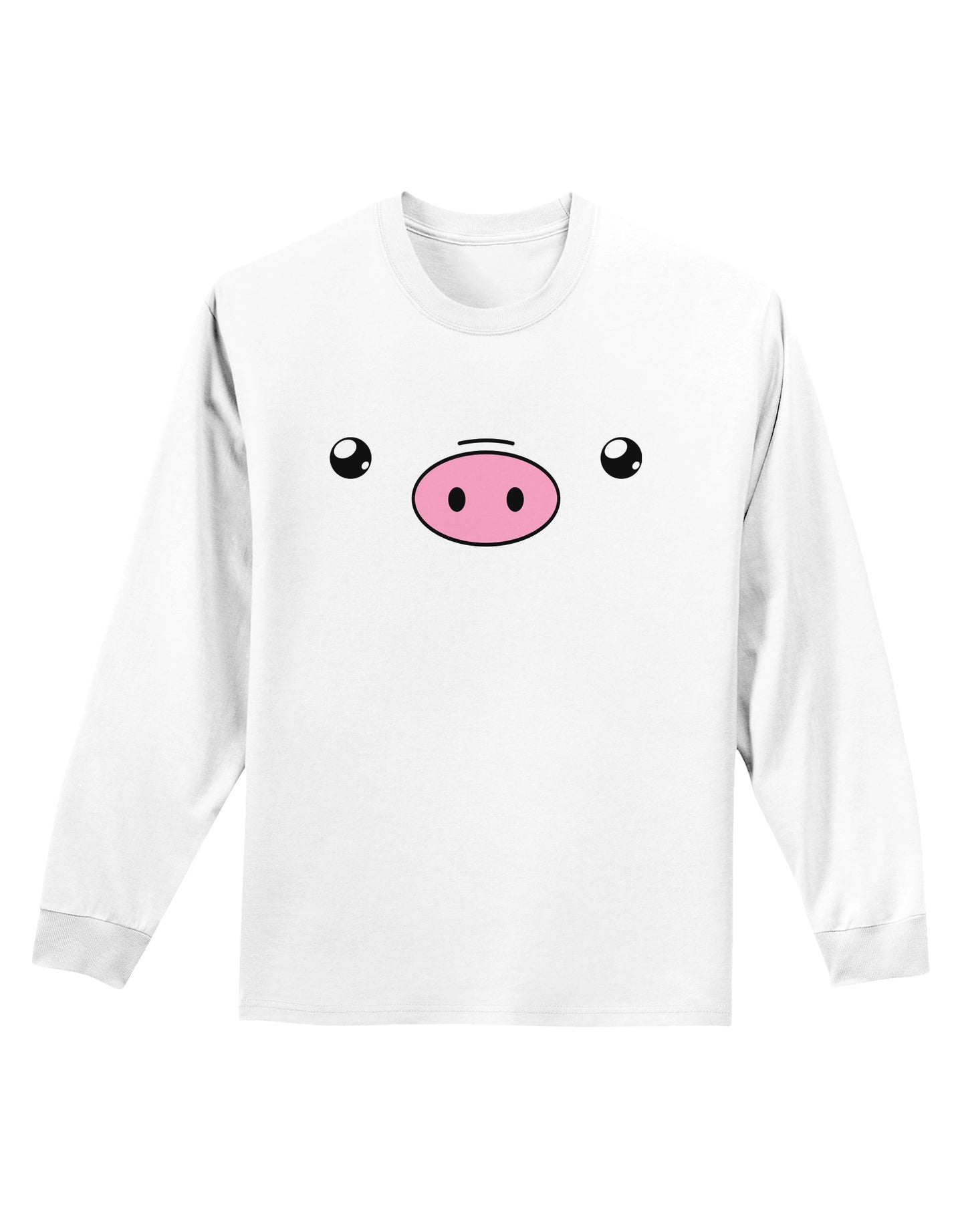 Kyu-T Face - Oinkz the Pig Adult Long Sleeve Shirt-Long Sleeve Shirt-TooLoud-White-Small-Davson Sales