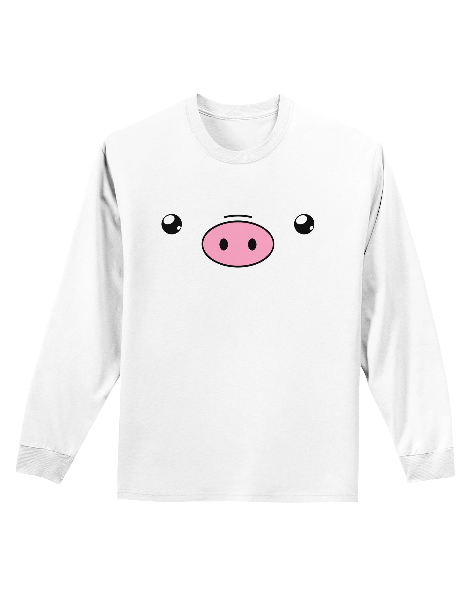 Kyu-T Face - Oinkz the Pig Adult Long Sleeve Shirt-Long Sleeve Shirt-TooLoud-White-Small-Davson Sales