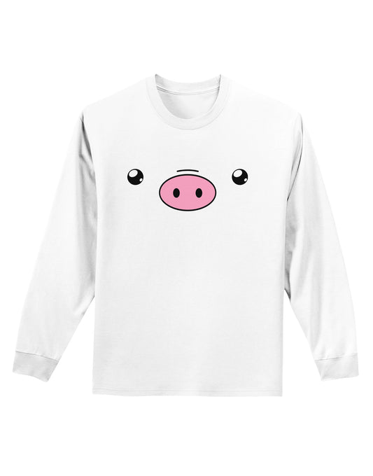 Kyu-T Face - Oinkz the Pig Adult Long Sleeve Shirt-Long Sleeve Shirt-TooLoud-White-Small-Davson Sales