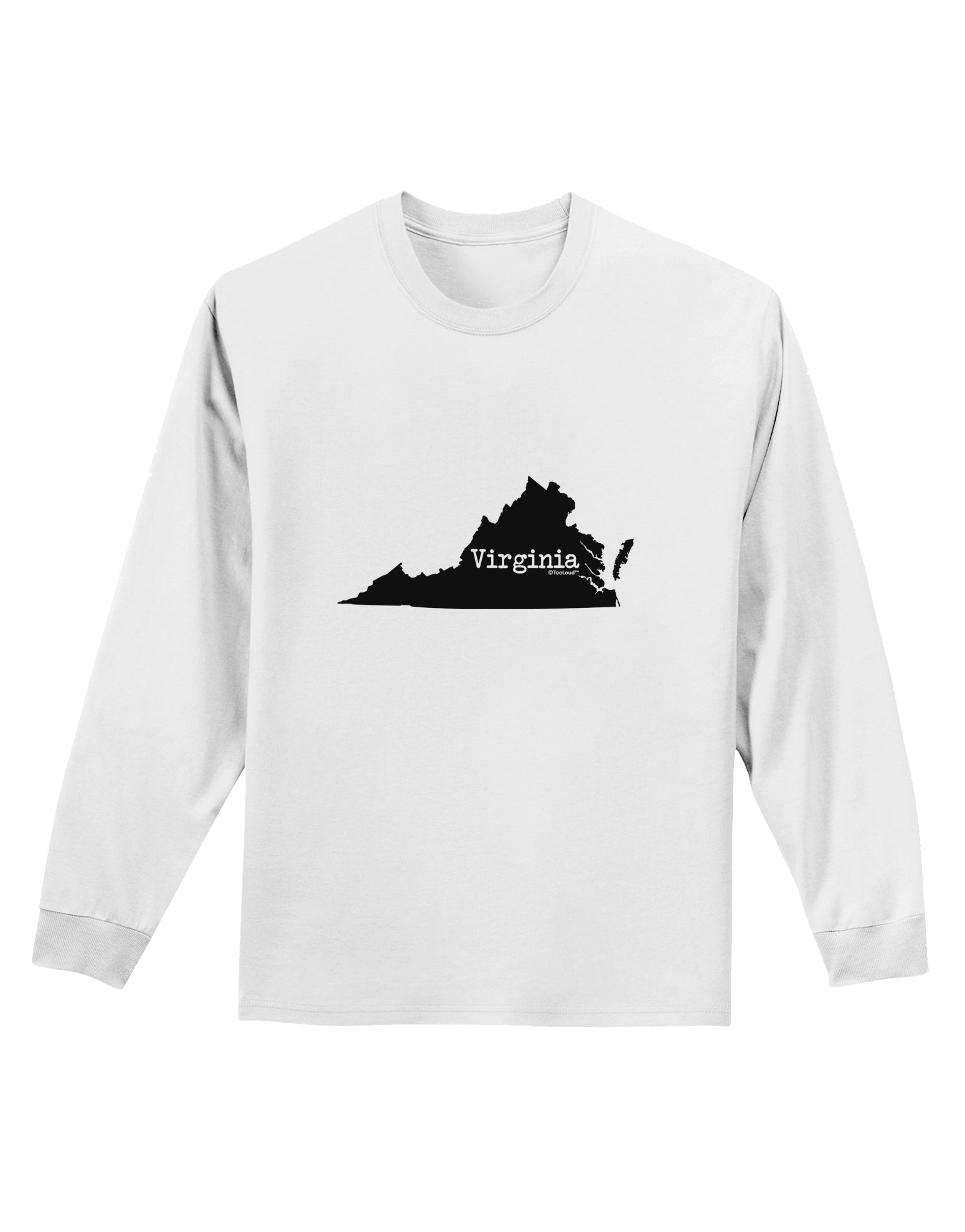 Virginia - United States Shape Adult Long Sleeve Shirt by TooLoud-Long Sleeve Shirt-TooLoud-White-Small-Davson Sales