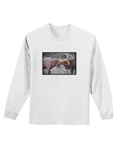 CO Bighorn Head Butt Desaturated Adult Long Sleeve Shirt-Long Sleeve Shirt-TooLoud-White-Small-Davson Sales