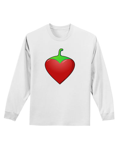 Chili Pepper Heart Adult Long Sleeve Shirt-Long Sleeve Shirt-TooLoud-White-Small-Davson Sales