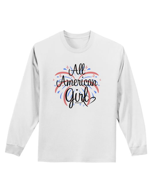 All American Girl - Fireworks and Heart Adult Long Sleeve Shirt by TooLoud-Long Sleeve Shirt-TooLoud-White-Small-Davson Sales