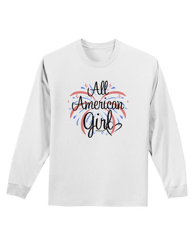 All American Girl - Fireworks and Heart Adult Long Sleeve Shirt by TooLoud-Long Sleeve Shirt-TooLoud-White-Small-Davson Sales