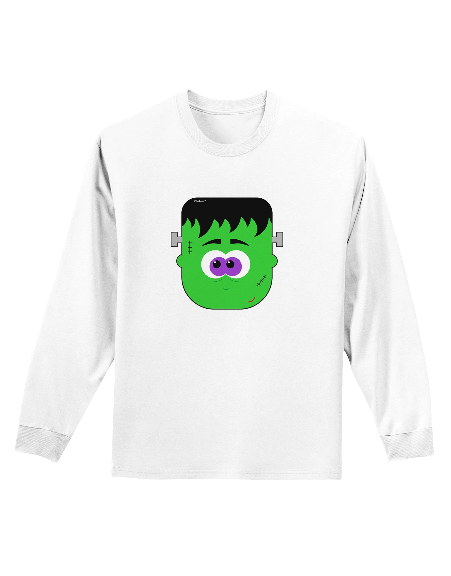 Frankenstein Face Halloween Adult Long Sleeve Shirt-Long Sleeve Shirt-TooLoud-White-Small-Davson Sales