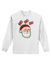 Ho Ho Ho Santa Claus Face Faux Applique Adult Long Sleeve Shirt-Long Sleeve Shirt-TooLoud-White-Small-Davson Sales