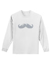 Big Silver White Mustache Adult Long Sleeve Shirt-Long Sleeve Shirt-TooLoud-White-Small-Davson Sales