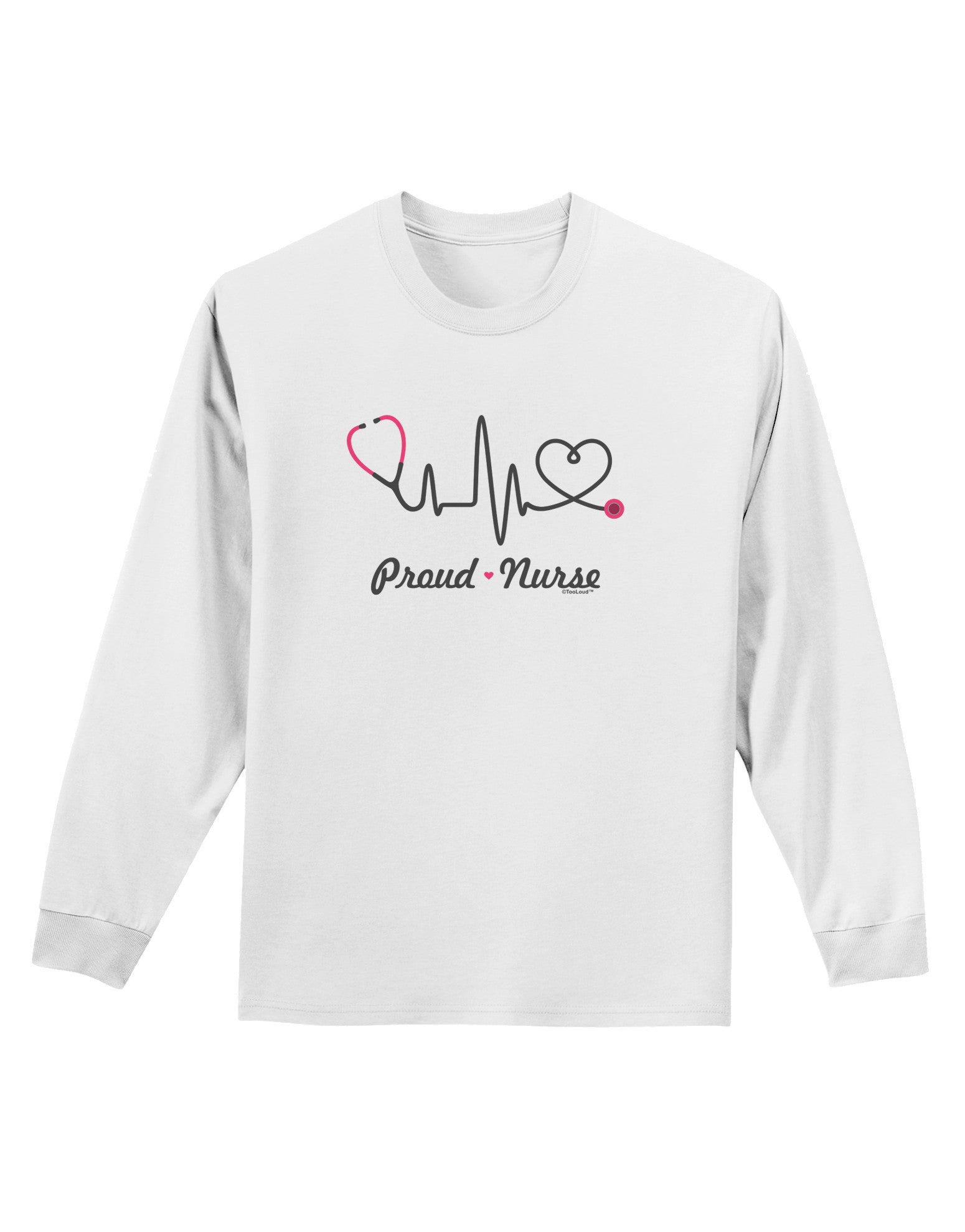 Stethoscope Heartbeat Text Adult Long Sleeve Shirt-Long Sleeve Shirt-TooLoud-White-Small-Davson Sales