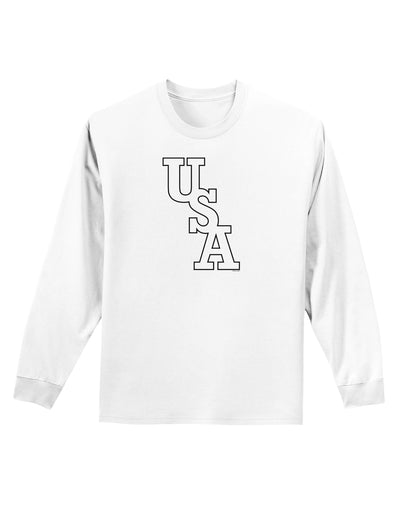 USA Text Adult Long Sleeve Shirt-Long Sleeve Shirt-TooLoud-White-Small-Davson Sales