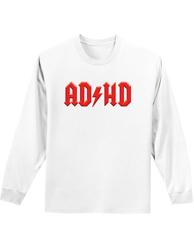 ADHD Lightning Bolt Rockstar Adult Long Sleeve Shirt-Long Sleeve Shirt-TooLoud-White-Small-Davson Sales