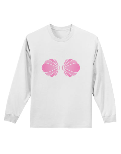 Easy Mermaid Costume Pink Shells - Halloween Adult Long Sleeve Shirt-Long Sleeve Shirt-TooLoud-White-Small-Davson Sales