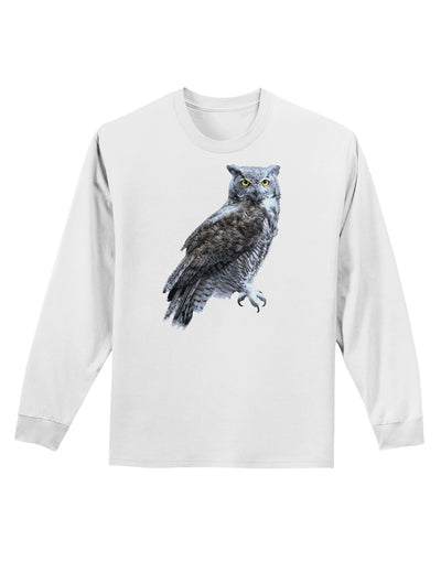 Great Horned Owl Photo Adult Long Sleeve Shirt-Long Sleeve Shirt-TooLoud-White-Small-Davson Sales