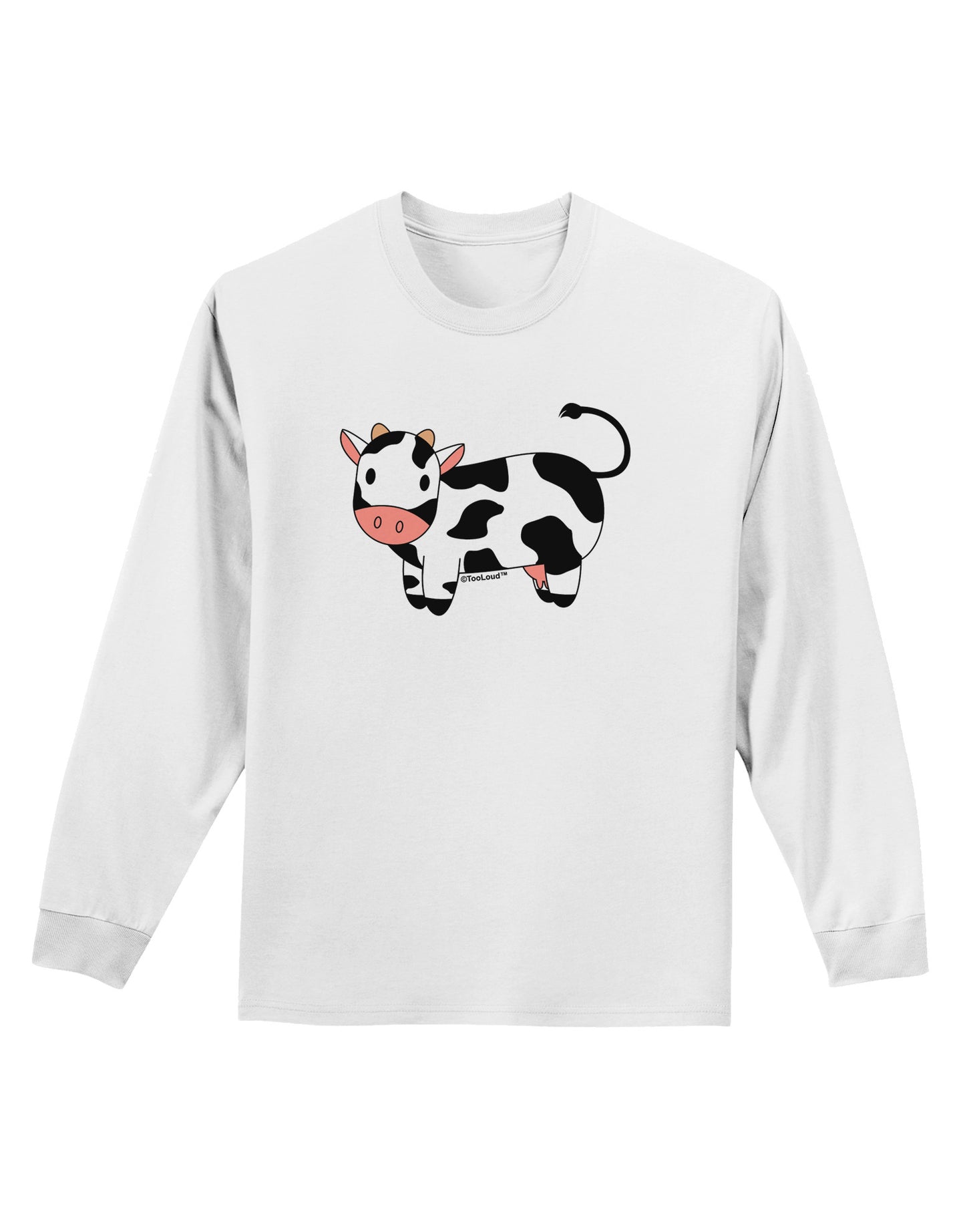 Cute Cow Adult Long Sleeve Shirt-Long Sleeve Shirt-TooLoud-White-Small-Davson Sales