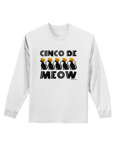 Five Cats - Cinco de Meow Adult Long Sleeve Shirt by TooLoud-Long Sleeve Shirt-TooLoud-White-Small-Davson Sales