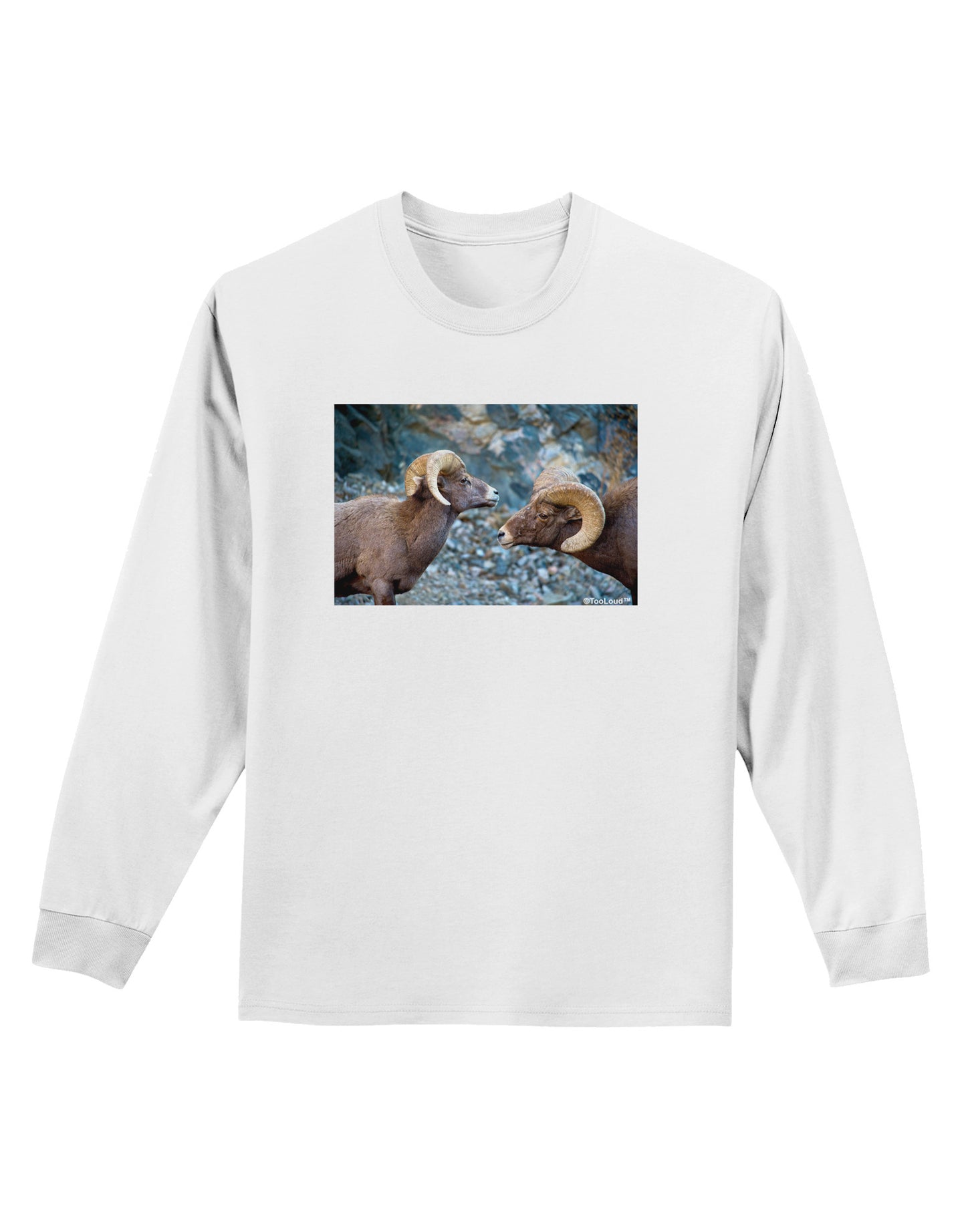Two Bighorn Rams Adult Long Sleeve Shirt-Long Sleeve Shirt-TooLoud-White-Small-Davson Sales