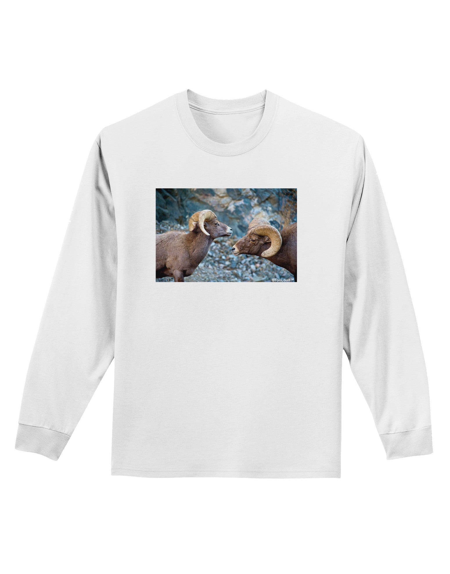 Two Bighorn Rams Adult Long Sleeve Shirt-Long Sleeve Shirt-TooLoud-White-Small-Davson Sales