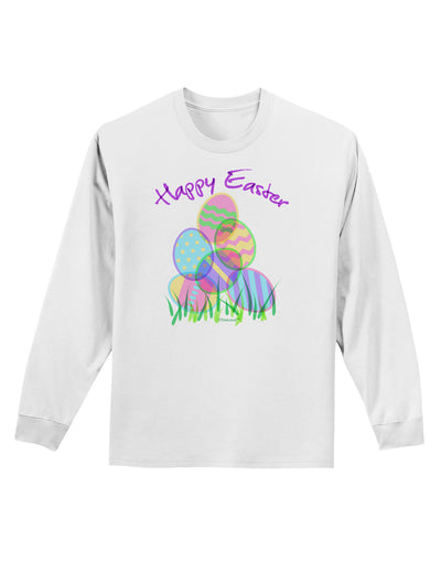 Happy Easter Gel Look Print Adult Long Sleeve Shirt-Long Sleeve Shirt-TooLoud-White-Small-Davson Sales