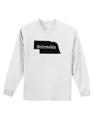 Nebraska - United States Shape Adult Long Sleeve Shirt by TooLoud-Long Sleeve Shirt-TooLoud-White-Small-Davson Sales