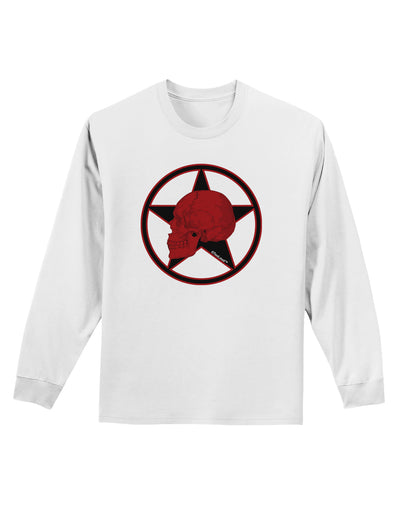 Blood Red Skull Adult Long Sleeve Shirt by TooLoud-Long Sleeve Shirt-TooLoud-White-Small-Davson Sales