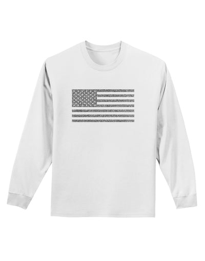 American Flag Glitter - Silver Adult Long Sleeve Shirt-Long Sleeve Shirt-TooLoud-White-Small-Davson Sales