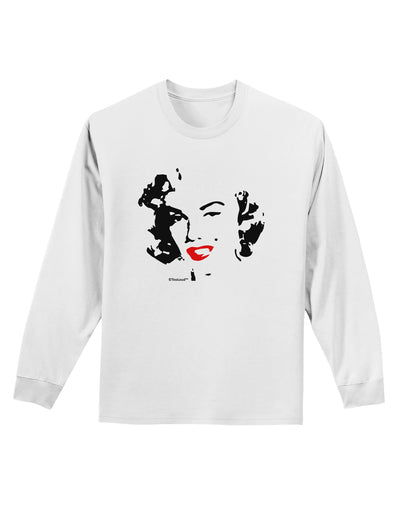 Marilyn Monroe Cutout Design Red Lips Adult Long Sleeve Shirt by TooLoud-Long Sleeve Shirt-TooLoud-White-Small-Davson Sales