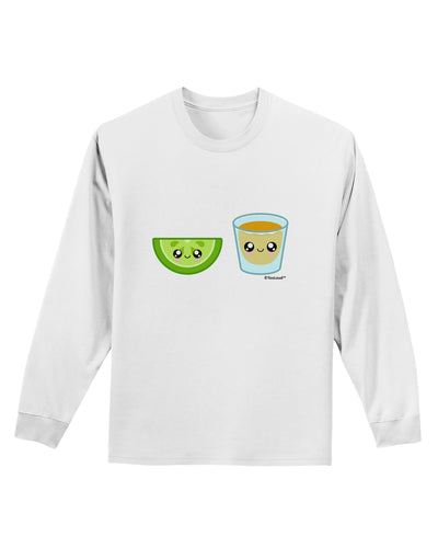 Cute Tequila Shot and Lime Wedge Adult Long Sleeve Shirt by TooLoud-Long Sleeve Shirt-TooLoud-White-Small-Davson Sales