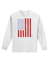 Red and Blue Stamp Style American Flag - Distressed Adult Long Sleeve Shirt by TooLoud-Long Sleeve Shirt-TooLoud-White-Small-Davson Sales