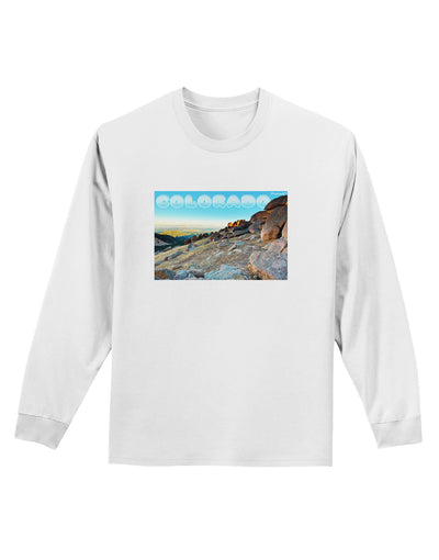 CO Rockies View with Text Adult Long Sleeve Shirt-Long Sleeve Shirt-TooLoud-White-Small-Davson Sales