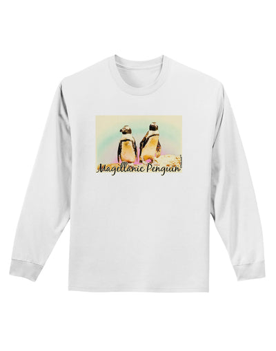 Magellanic Penguin Text Adult Long Sleeve Shirt-Long Sleeve Shirt-TooLoud-White-Small-Davson Sales