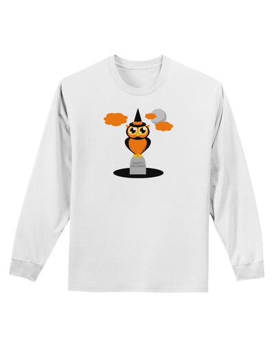 Owl Orange Adult Long Sleeve Shirt-Long Sleeve Shirt-TooLoud-White-Small-Davson Sales