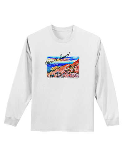 Colorado Mtn Sunset Bold WaterColor Adult Long Sleeve Shirt-Long Sleeve Shirt-TooLoud-White-Small-Davson Sales